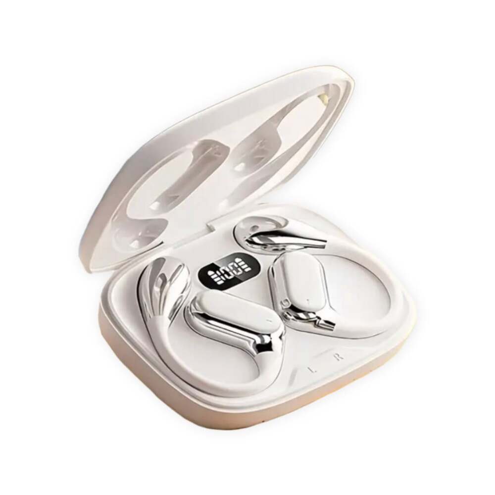 Open Ear Bluetooth 5.4 Translating Earbuds, 60H Playtime, Waterproof - White